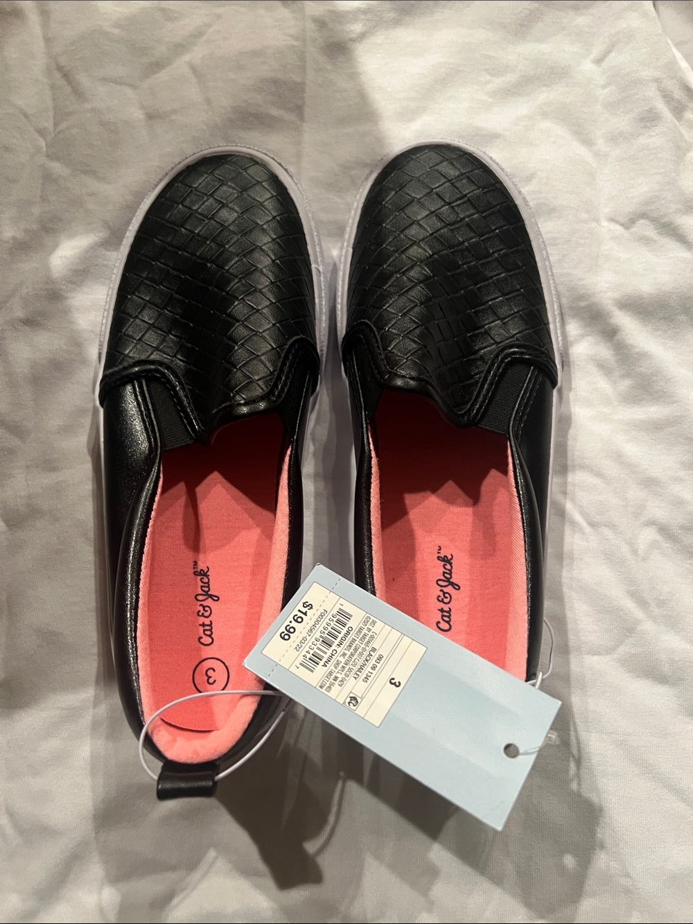 Cat & Jack Black Slip-On Loafers with Coral Insole